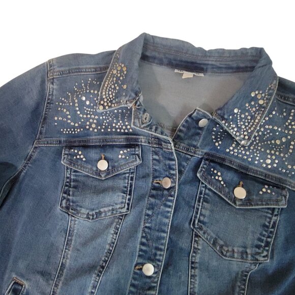 Womens Westport 2X Denim Jacket With Rhinestone Studded Detail Western Cowgirl - Picture 4 of 12